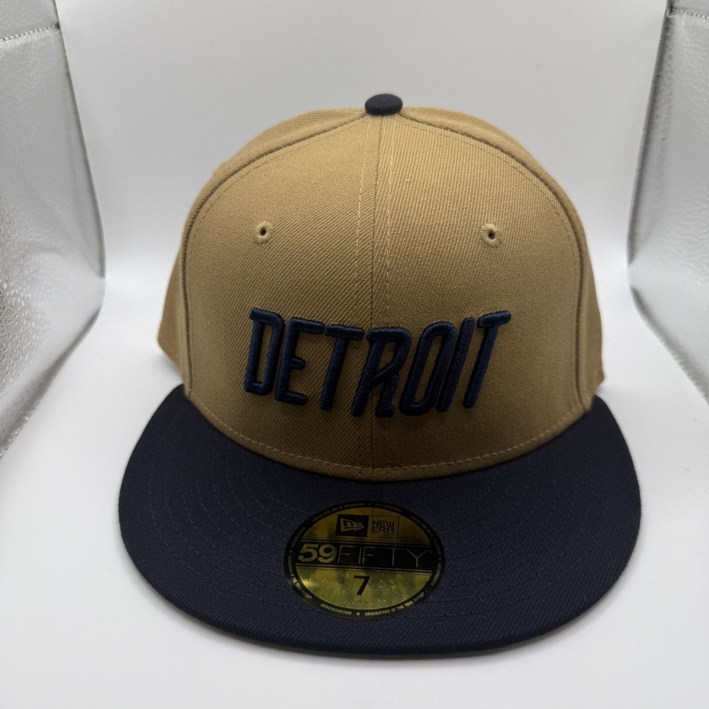 New Era 59FIFTY Detroit Tigers Tan/Blue Colorpack Fitted Hat‎ Size 7 New